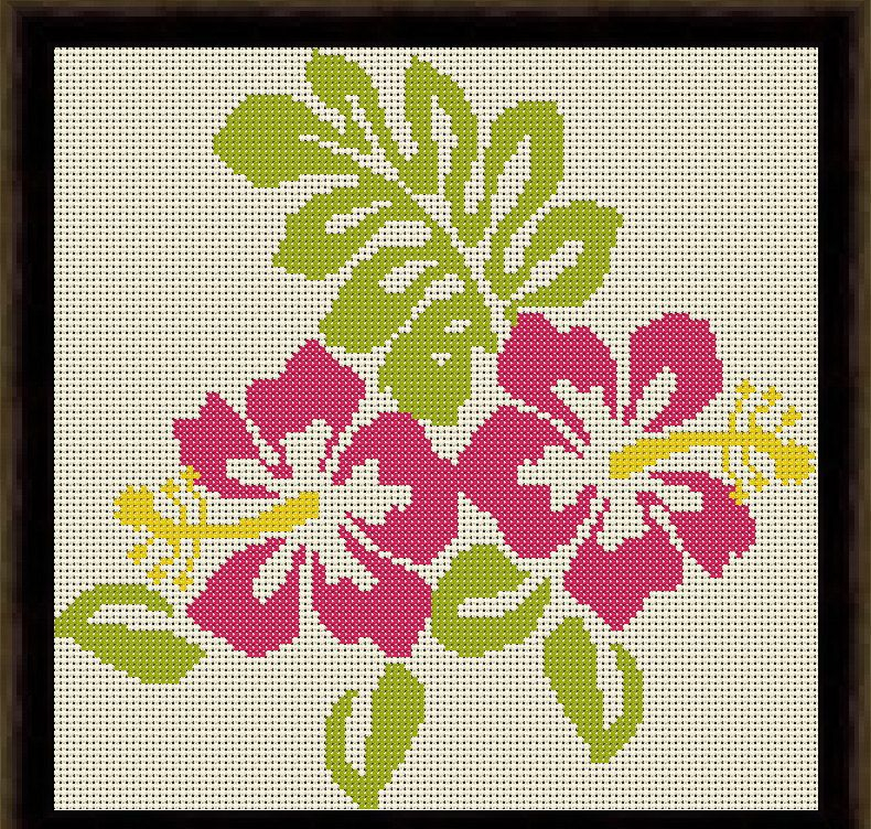 Hibiscus Cross Stitch Pattern PDF Instant Download Cross Stitch  - Hibiscus Flower Cross Stitch Pattern