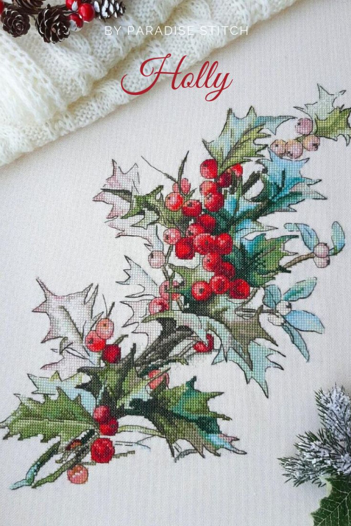 Holly Cross Stitch Pattern Pdf Embroidery Design Modern Cross Etsy In  - Holly Cross Stitch Patterns For Free