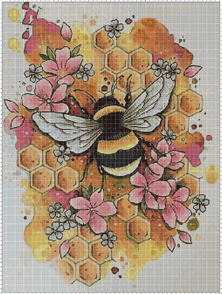 Honey Bee DMC Cross Stitch Pattern In Pdf DMC - Honey Bee Cross Stitch Pattern