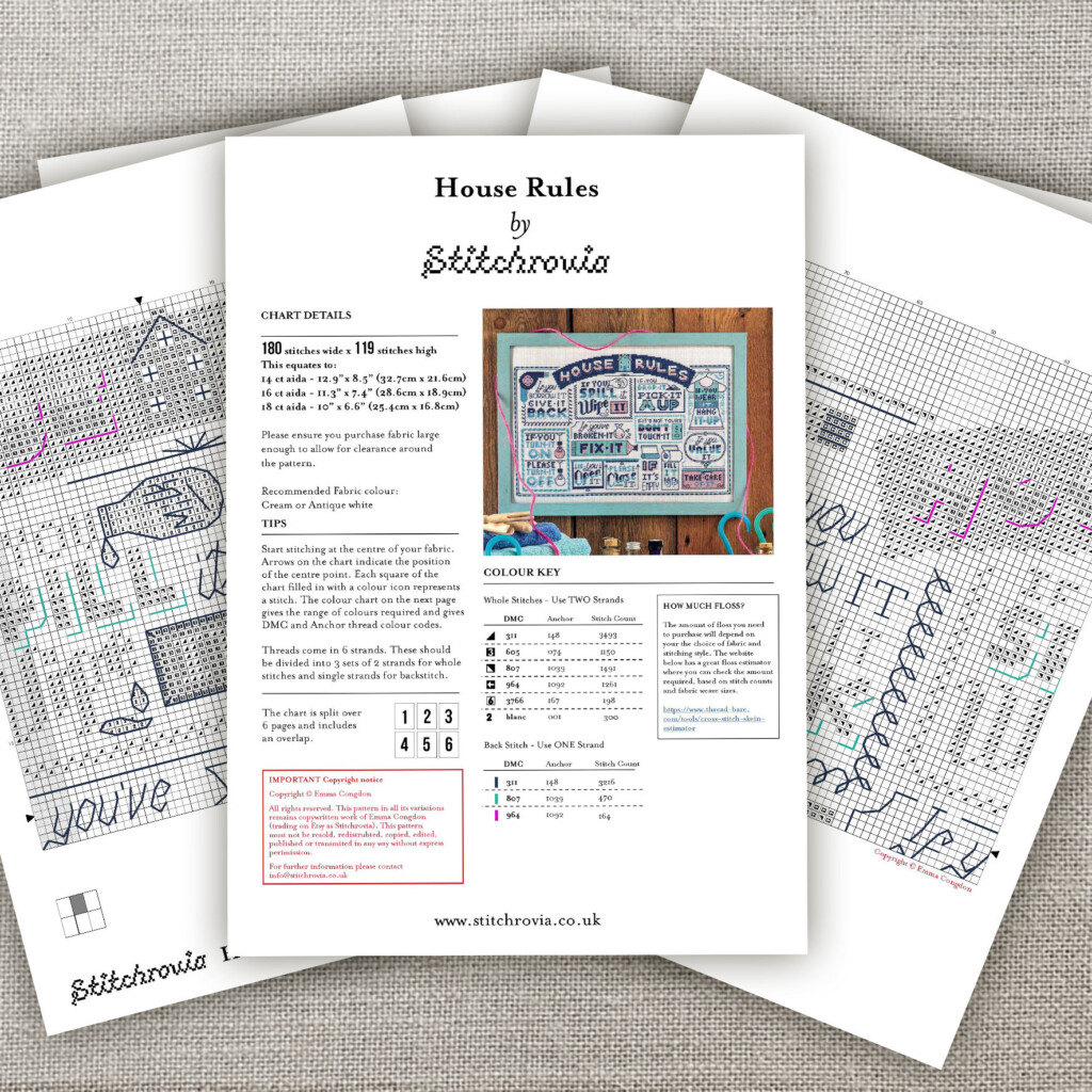 House Rules Cross Stitch Pattern Digital Format PDF Etsy - House Rules Cross Stitch Pattern