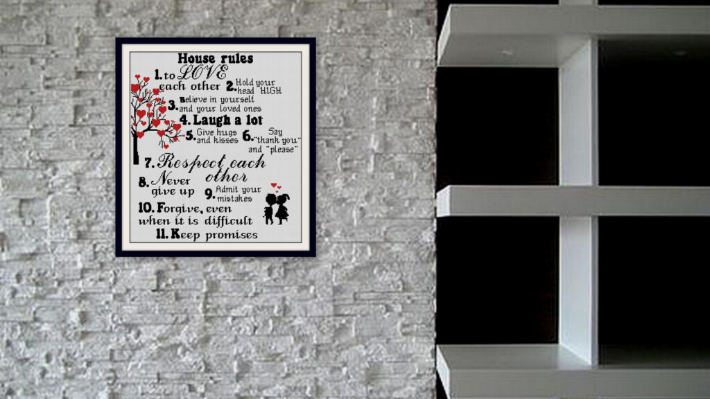 House Rules Cross Stitch Pattern Family Poster Cross Etsy - House Rules Cross Stitch Pattern