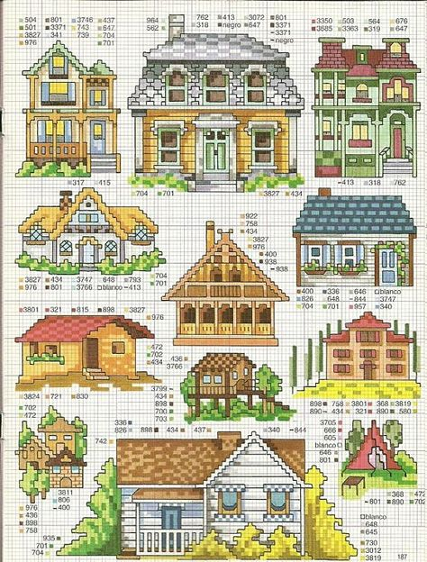 Houses Cross Stitch House Cross Stitch Samplers Cross Stitch Needles - Small House Cross Stitch Pattern