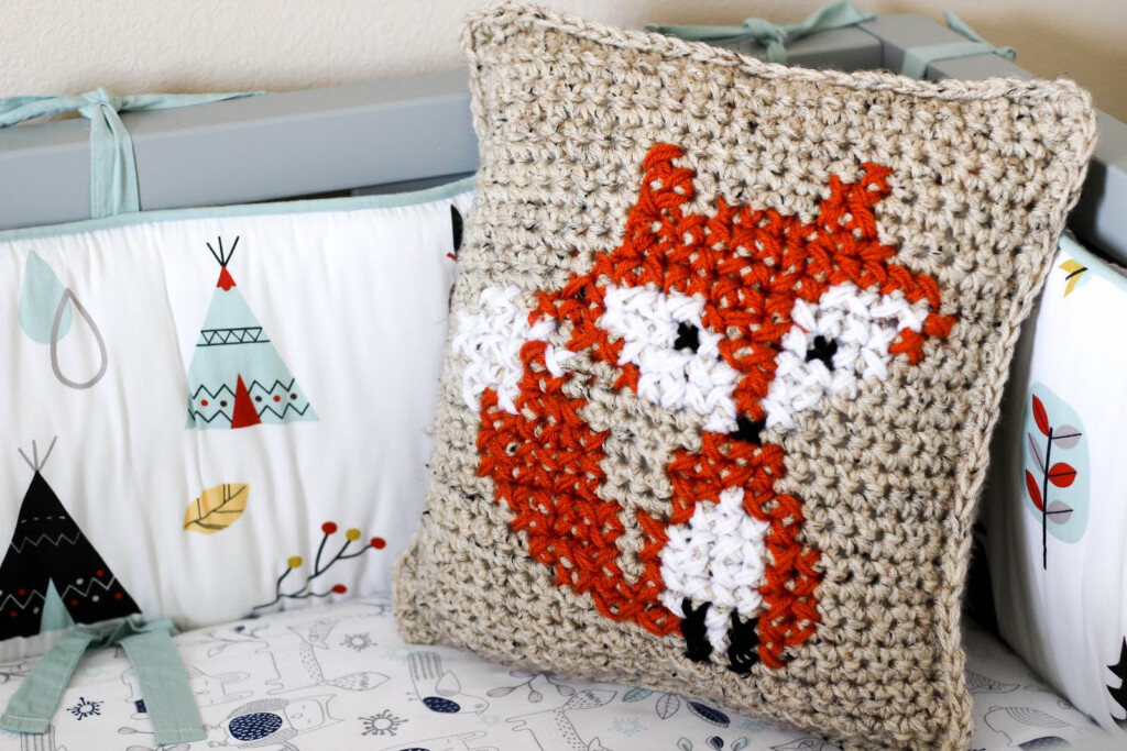 How To Cross Stitch On Crochet Parker s Fox Pillow Sewrella - Cross Stitch Pillow Patterns Free