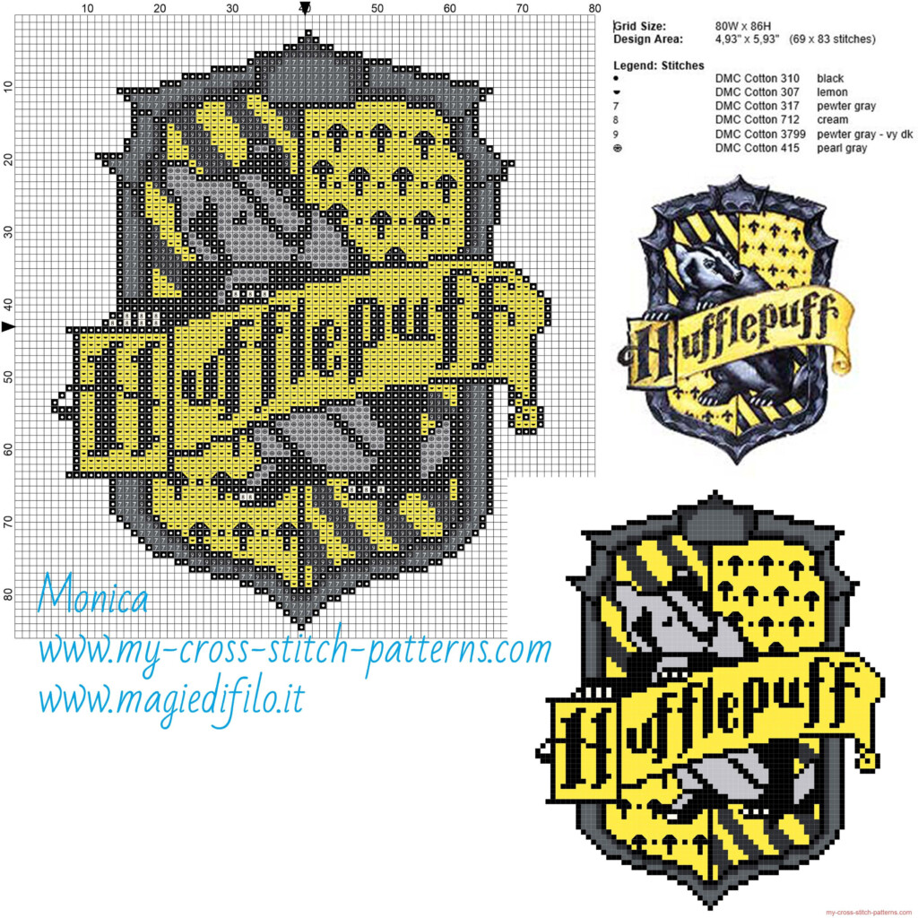 Hufflepuff Crest Embroidery Pattern Design Talk - Hufflepuff Crest Cross Stitch Pattern