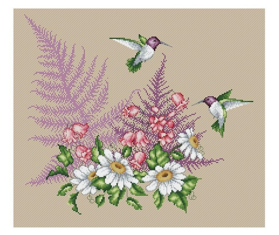 Hummingbird Cross Stitch Pattern PDF Flowers Cross Stitch Etsy - Simple Hummingbird Cross Stitch Pattern