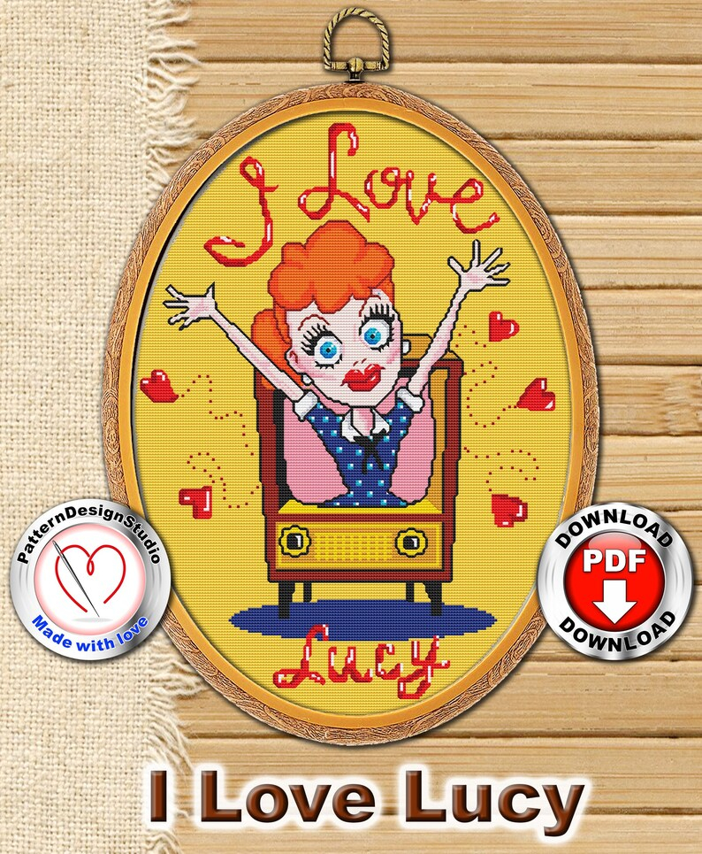 I Love Lucy P76 Embroidery Pattern Cross Stitch Embroidery Etsy - I Love Lucy Cross Stitch Patterns