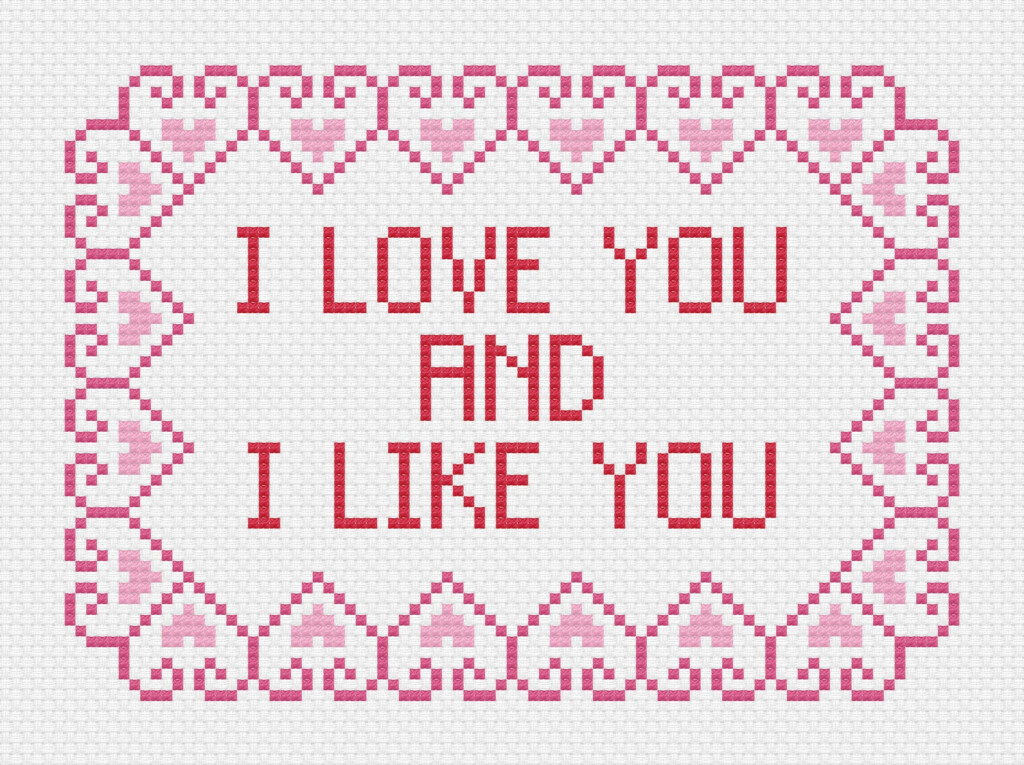 I Love You And I Like You Cross Stitch Pattern Etsy - I Love You Cross Stitch Pattern