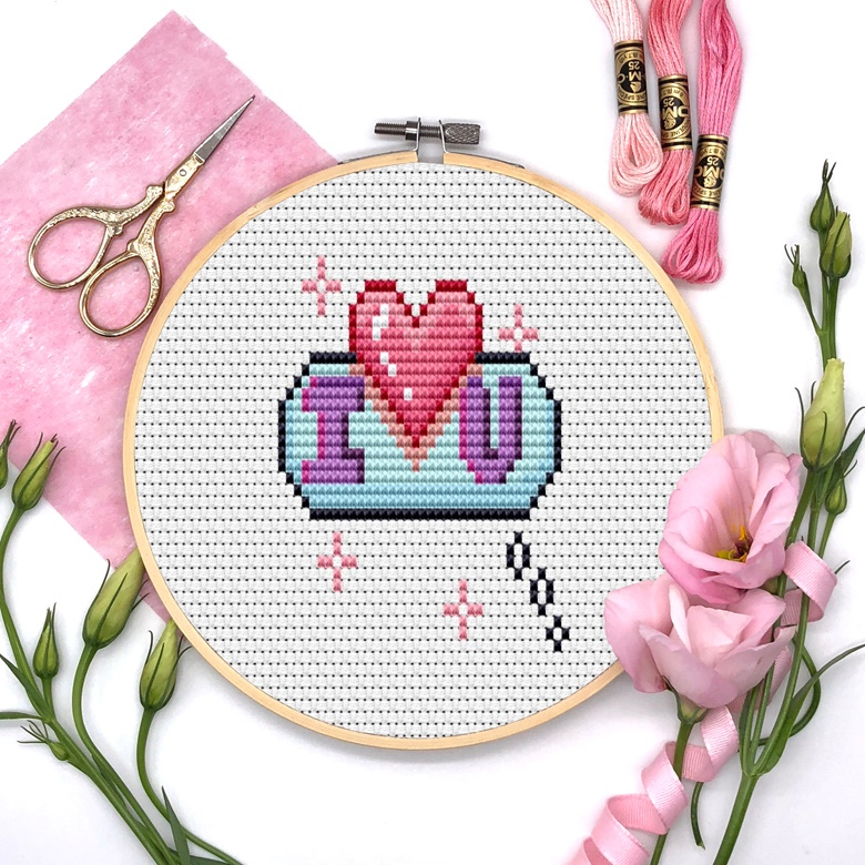I Love You Text Cross Stitch Pattern Thenerdypixeler s Ko fi Shop  - I Love You Cross Stitch Pattern