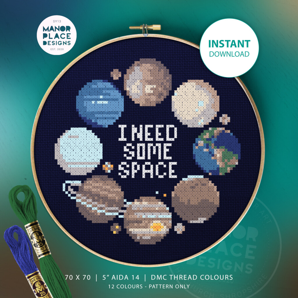 I Need Some Space Solar System Cross Stitch Pattern Manor Place Designs - Solar System Cross Stitch Pattern Free