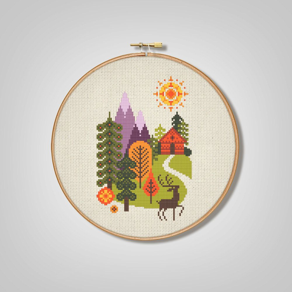 In The Forest Cross Stitch Pattern Digital Format PDF By  - Forest Cross Stitch Pattern Free
