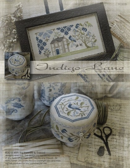 Indigo Lane From With Thy Needle Thread Cross Stitch Charts Cross  - Indigo Lane Cross Stitch Pattern