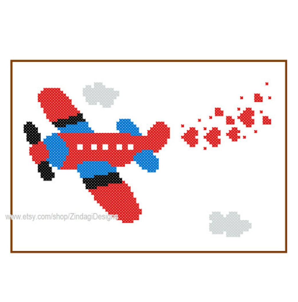 Instant Download Airplane Cross Stitch Pattern 3 Colour Etsy - Mini Airplane Cross Stitch Pattern