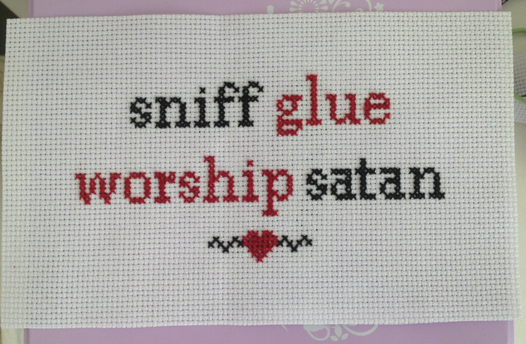 Items Similar To Offensive Cross Stitch Sniff Glue Worship Satan On Etsy - Offensive Cross Stitch Patterns Free