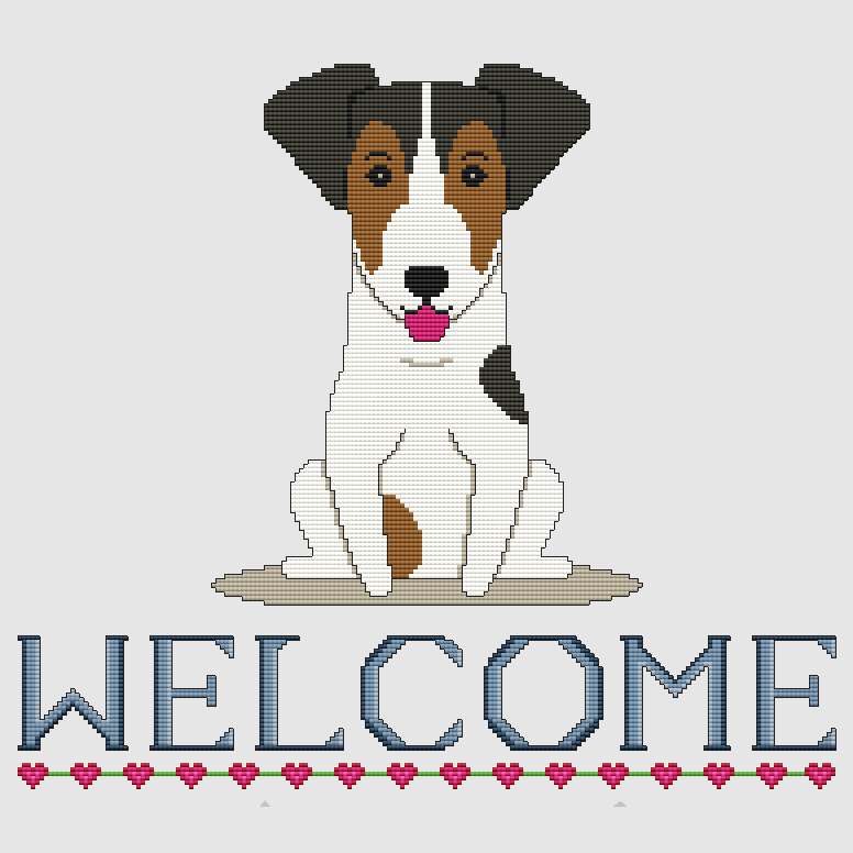 Jack Russell Terrier Cross Stitch Pattern Welcome Tri DogShoppe - Jack Russell Terrier Cross Stitch Pattern