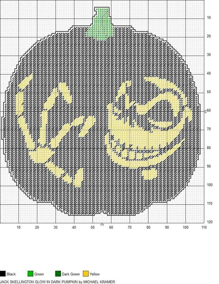 JACK SKELLINGTON GLOW IN DARK PUMPKIN By MICHAEL KRAMER Halloween Cross  - Glow In The Dark Halloween Cross Stitch Patterns