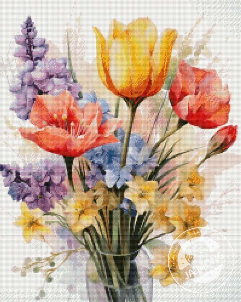 Jmp0184 flowers Full Coverage Cross Stitch Pattern PDF Cross Stitch  - Full Coverage Cross Stitch Patterns Pdf