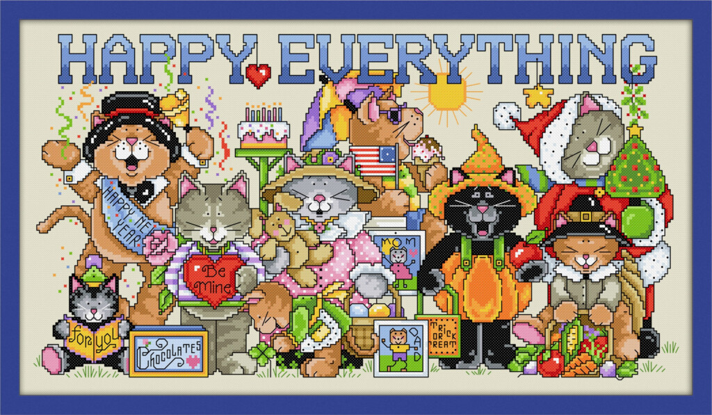 Joan Elliott Happy Everything Cross Stitch Pattern 123Stitch - 123 Stitch Cross Stitch Patterns
