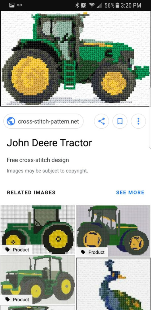 John Deere Tractor Cross Stitch Pattern - Free John Deere Tractor Cross Stitch Pattern