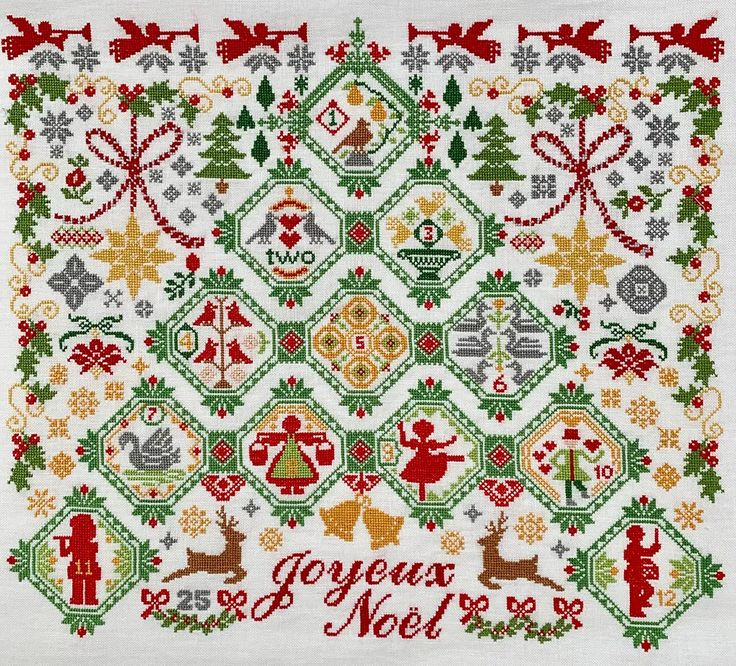 Joyeux Noel By Susan Ache Cross Stitch Christmas Sample - Susan Ache Cross Stitch Free Patterns