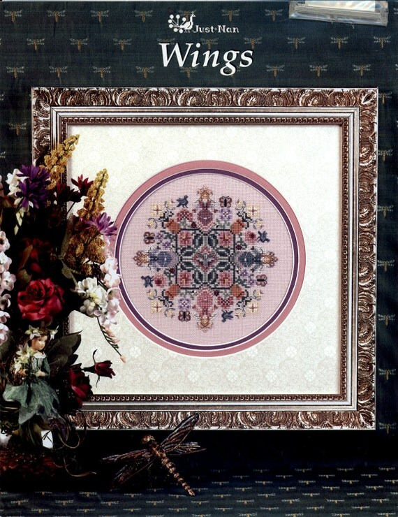Just Nan Wings Cross Stitch Pattern And Embellishment Pack - Just Nan Cross Stitch Patterns