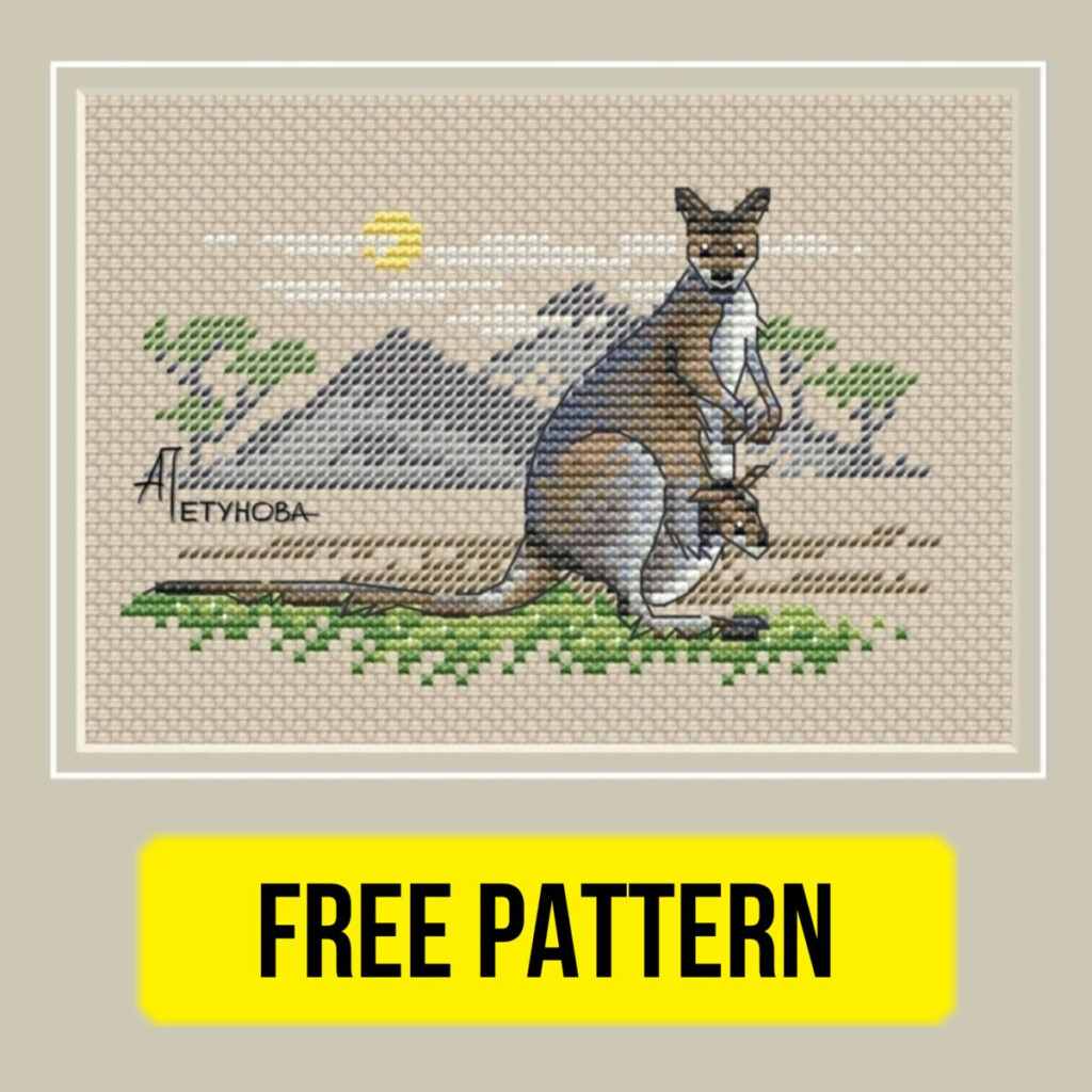 Kangaroo Free Cross Stitch Pattern Australia Animals Design In 2023  - Quick Cross Stitch Patterns Free