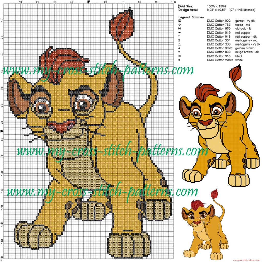 Kion The Lion King Cross Stitch Pattern Free Cross Stitch Patterns  - Lion King Cross Stitch Patterns Free