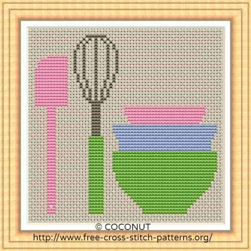KITCHEN UTENSILS 2 FREE AND EASY PRINTABLE CROSS STITCH PATTERN  - Cross Stitch Patterns For Kitchen