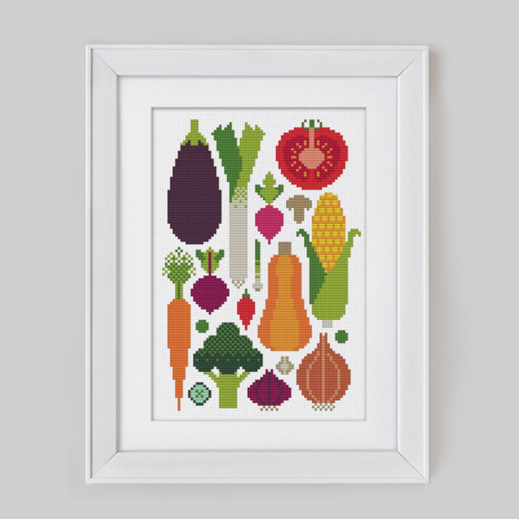 Kitchen Vegetables Cross Stitch Pattern Digital Format Etsy Butterfly  - Vegetable Cross Stitch Patterns Free