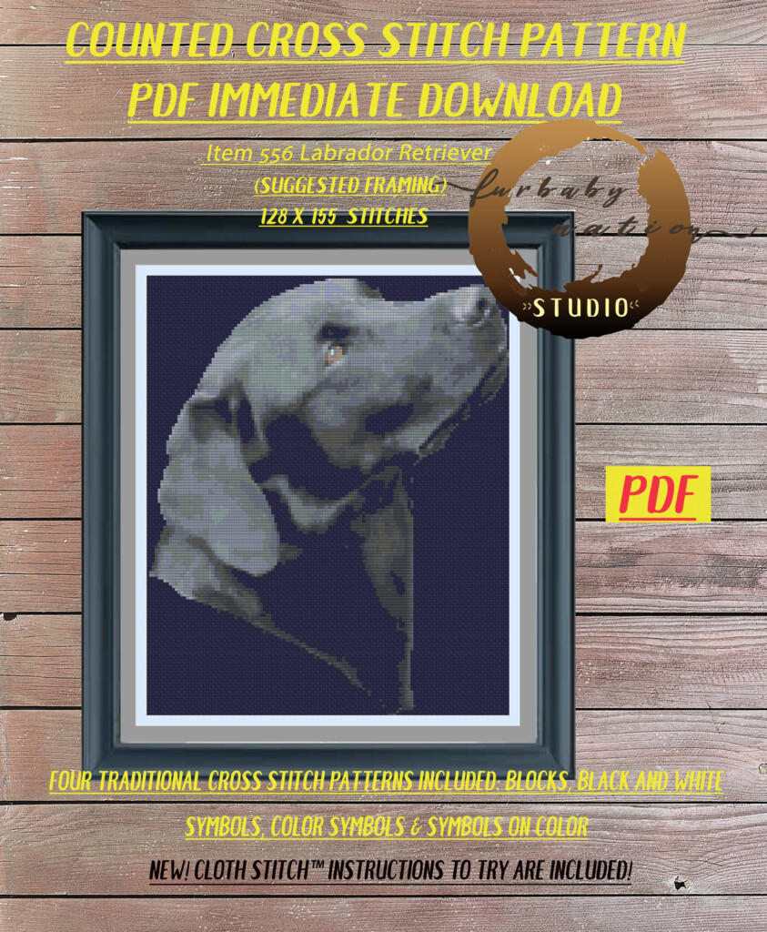 Labrador Retriever Cross Stitch Embroidery Pattern Xstitch PDF Pattern  - Labrador Retriever Cross Stitch Patterns