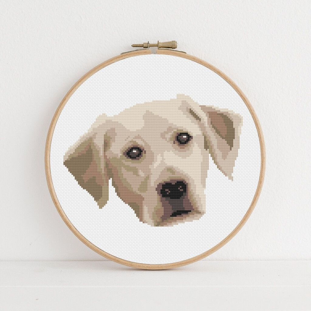 Labrador Retriever Dog Animal Portrait Counted Cross Stitch  - Labrador Retriever Cross Stitch Patterns