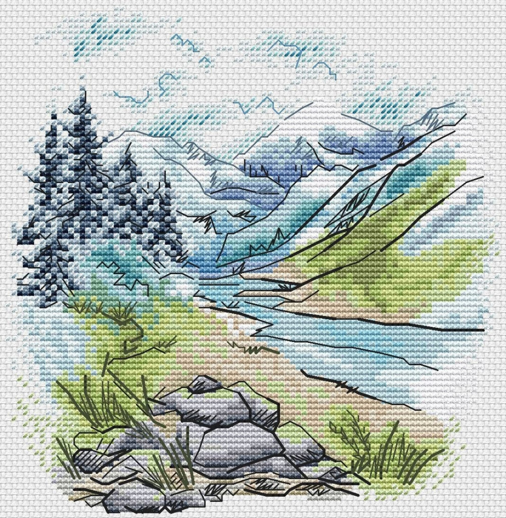 Landscape Cross Stitch Pattern PDF Instant Download Nature Etsy - Free Cross Stitch Patterns Nature