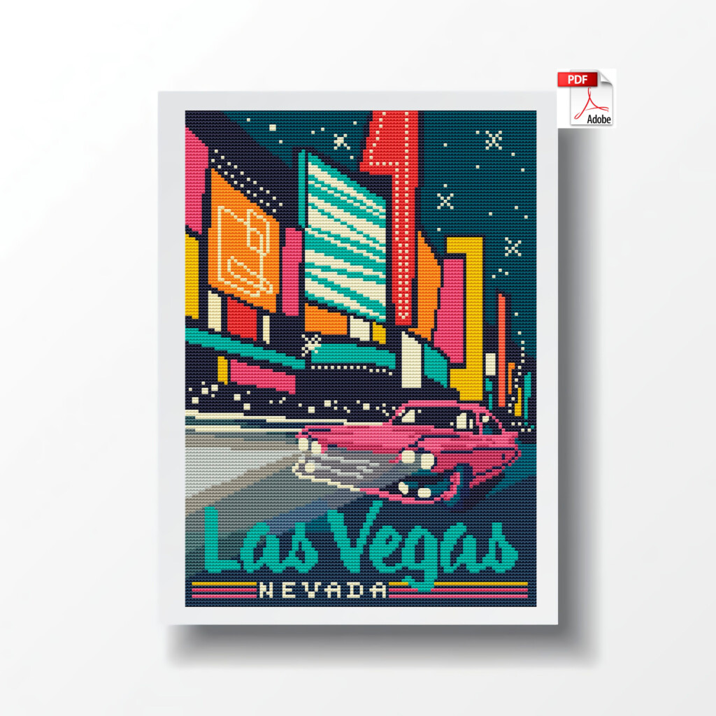 Las Vegas Cross Stitch Pattern PDF Instant Download Modern Etsy - Las Vegas Cross Stitch Pattern