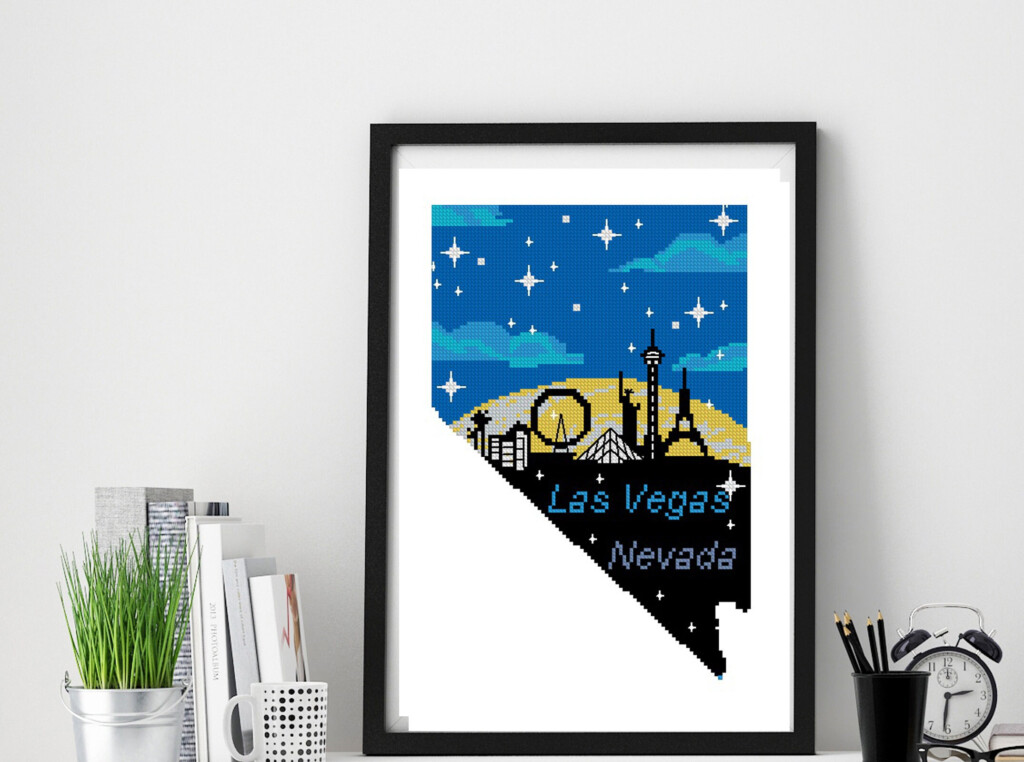 Las Vegas Cross Stitch Pattern State Of Nevada Cross Stitch Etsy - Las Vegas Cross Stitch Pattern