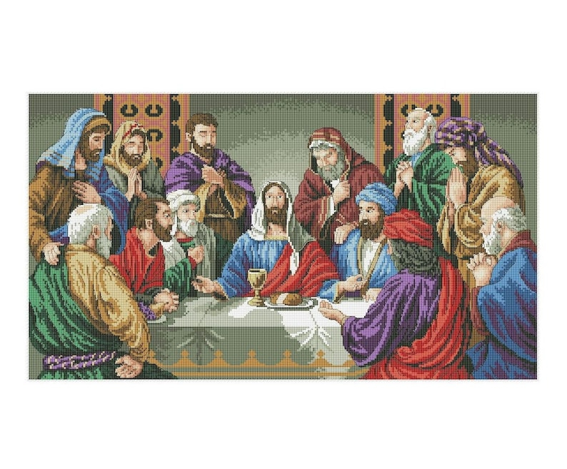 Last Supper Cross Stitch Pattern Religious Cross Stitch Etsy - The Last Supper Cross Stitch Pattern