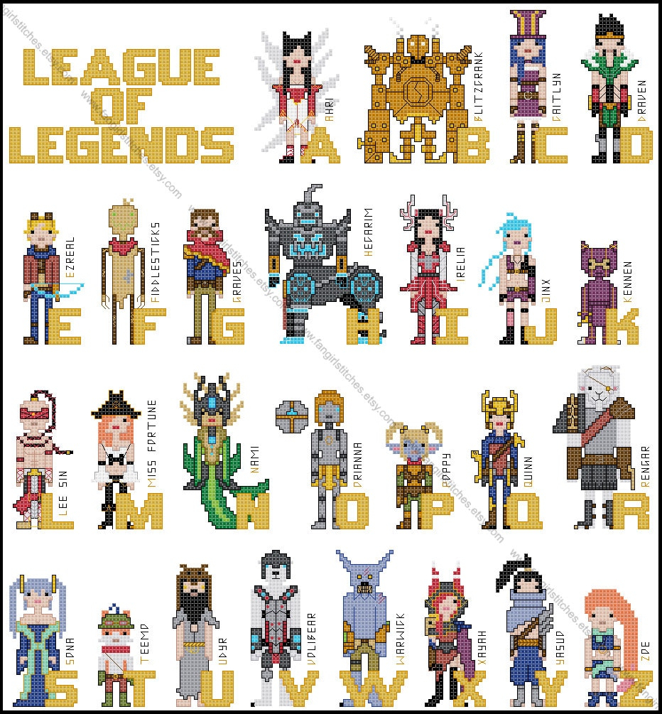 League Of Legends Themed Cross Stitch Pattern PDF Pattern Etsy UK - Lol Doll Cross Stitch Patterns