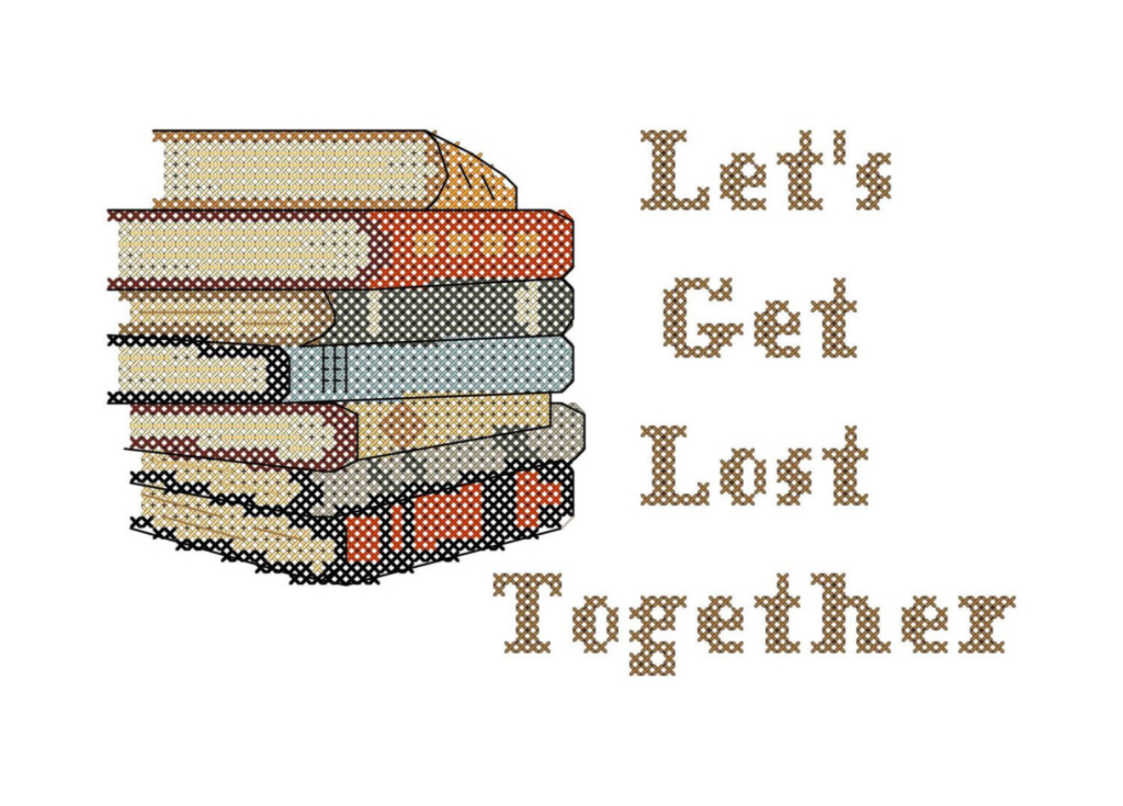 Library Books Cross Stitch PDF Pattern Let s Get Lost Etsy Cross  - Cross Stitch Pattern Of Books