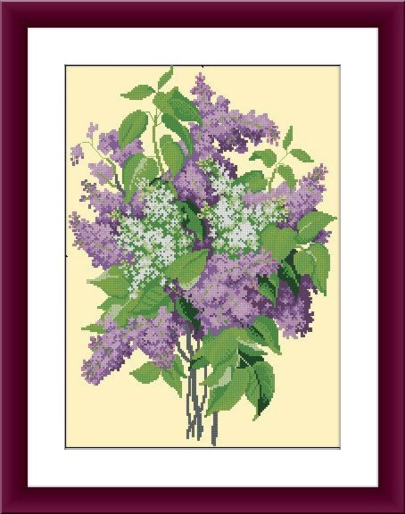 Lilac Counted Cross Stitch Pattern Flower Digital X Stitch Etsy - Free Lilac Cross Stitch Pattern