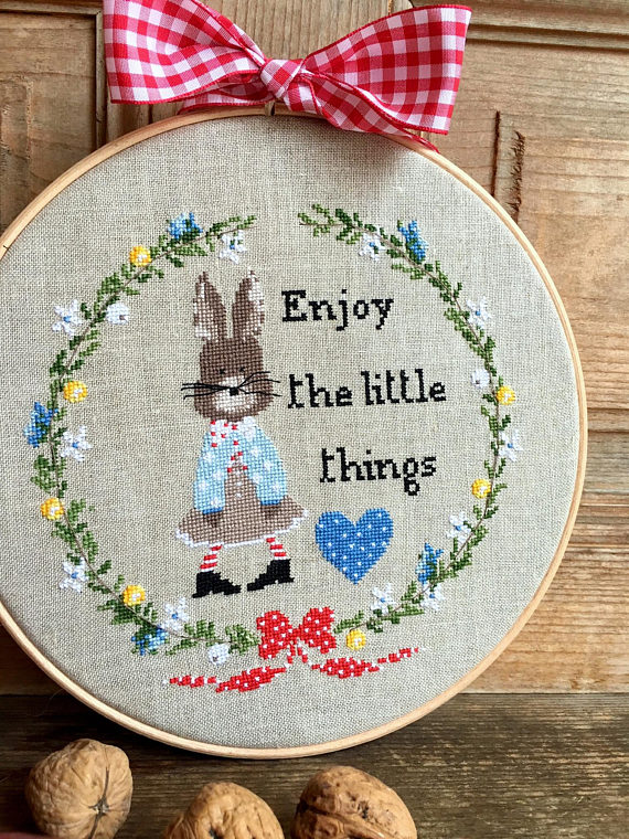 Lilli Violette Cross Stitch Pattern Enjoy The Little Things Bunny  - Lilli Violette Cross Stitch Patterns