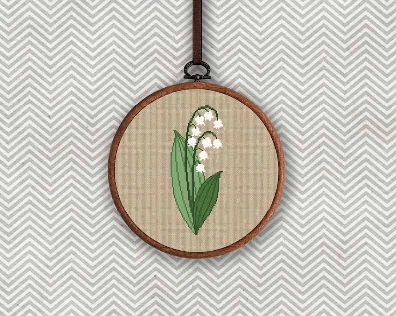 Lily Of The Valley Cross Stitch Pattern May Birth Flower Etsy - Lily Of The Valley Cross Stitch Pattern