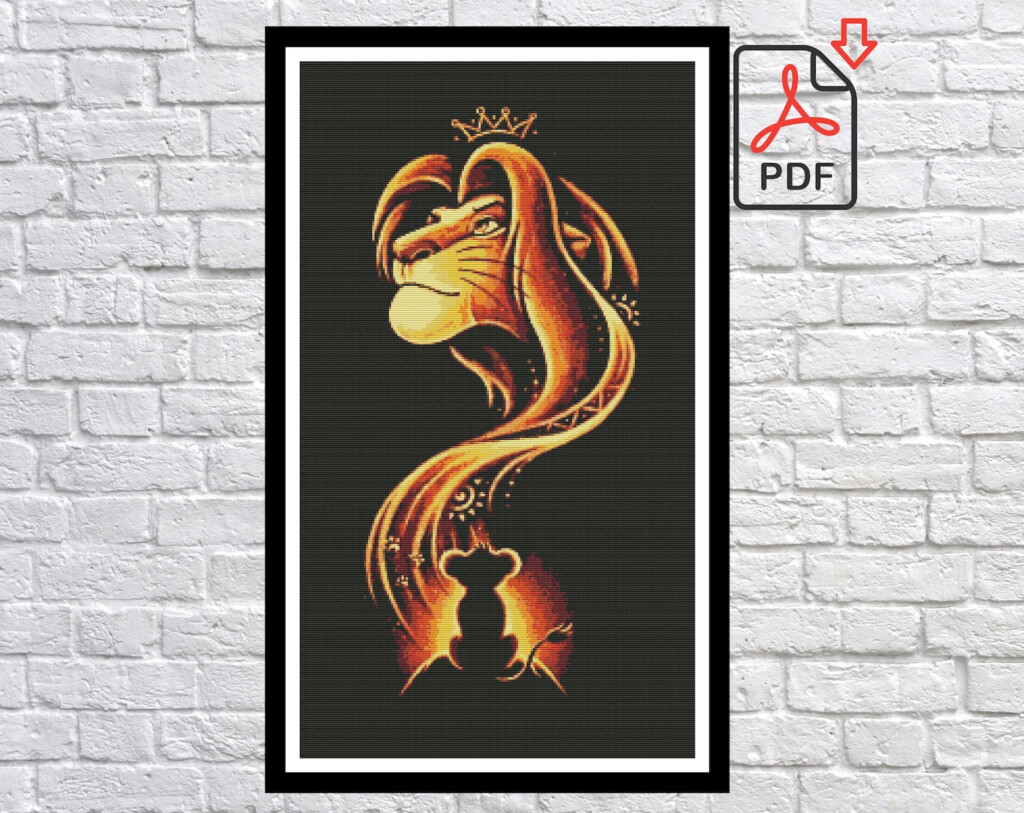 Lion King Counted Cross Stitch Pattern Lion King Cross Stitch Chart  - Lion King Counted Cross Stitch Patterns