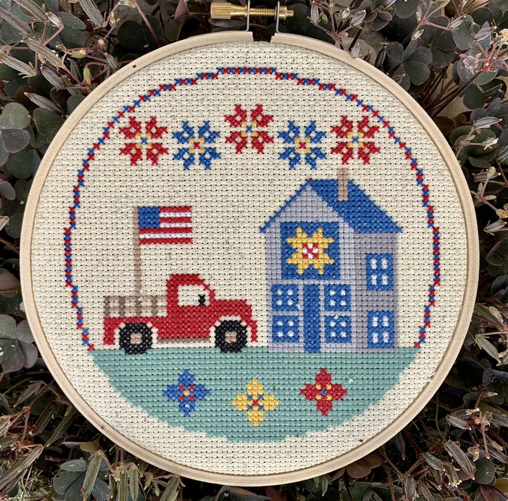 Little America 4th Of July Patriotic Cross Stitch Pattern DIY Modern  - Americana Blue Cross Stitch Pattern