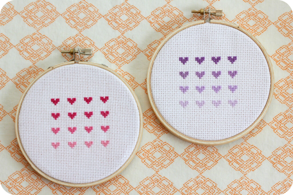 Little Lovelies Cross Stitch Ombre Hearts - Cross Stitch Small Heart Pattern
