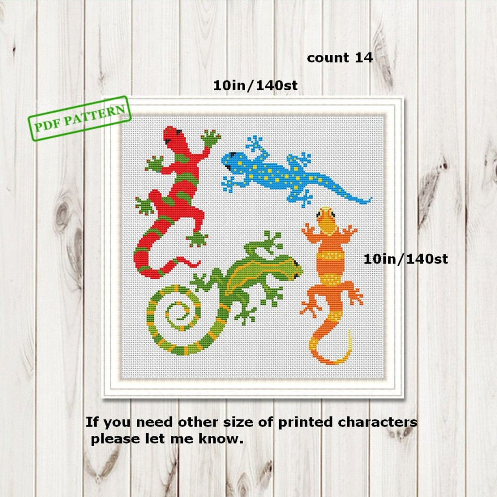 Lizards Cross Stitch Pattern Gecko Modern Xstitch Pdf Pattern Etsy - Lizard Cross Stitch Pattern Free