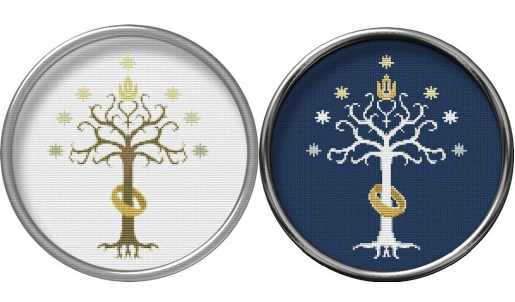 LOTR Tree Of Gondor Cross Stitch Pattern Magic White Tree Lord Of The  - Lord Of The Rings Cross Stitch Patterns Free