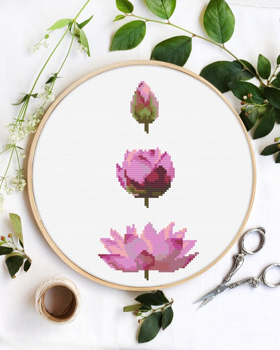 Lotus Cross Stitch Pattern Flower Cross Stitch Chart Etsy - Lotus Flower Cross Stitch Pattern Free