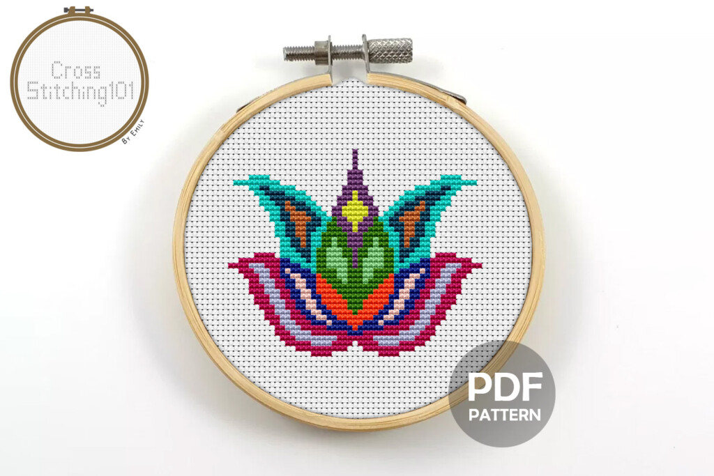 Lotus Flower Cross Stitch Pattern Instant Download PDF - Lotus Flower Cross Stitch Pattern Free