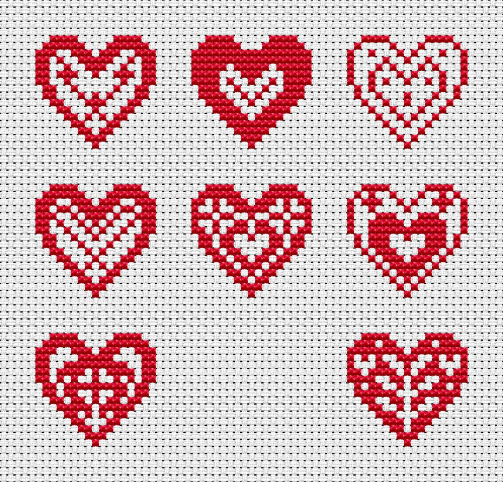 Love Heart Cross Stitch Pattern Free With Daily - Cross Stitch Small Heart Pattern