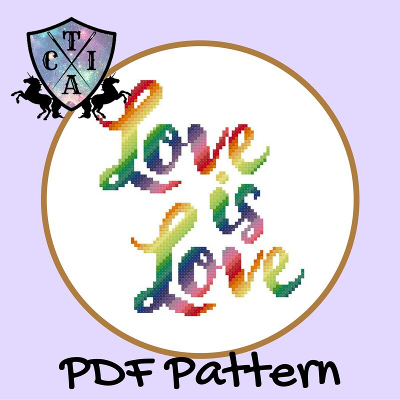 Love Is Love Cross Stitch Pattern Gay Pride Embroidery LGBT - Free Pride Cross Stitch Patterns