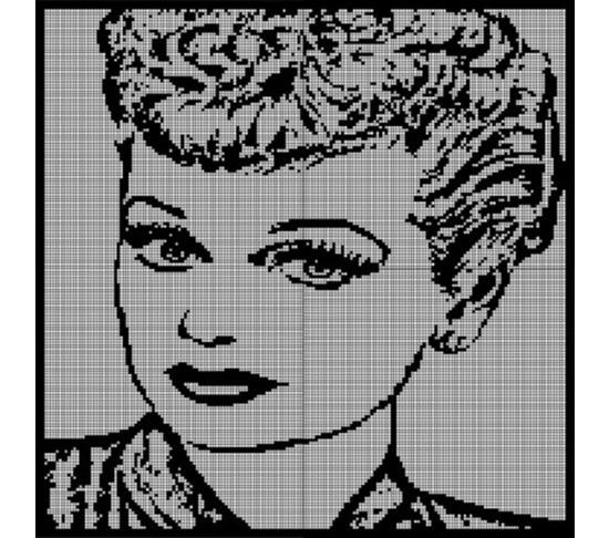Lucille Ball I Love Lucy Crochet Pattern Afghan Graph Cross Stitch  - I Love Lucy Cross Stitch Patterns