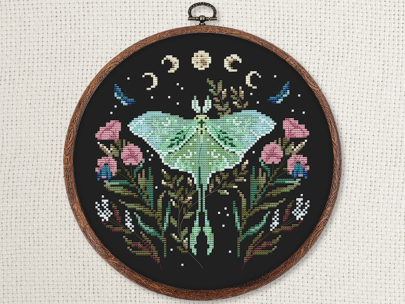 Luna Moth Cross Stitch Pattern PDF Digital Download Gothic Etsy - Luna Moth Cross Stitch Pattern